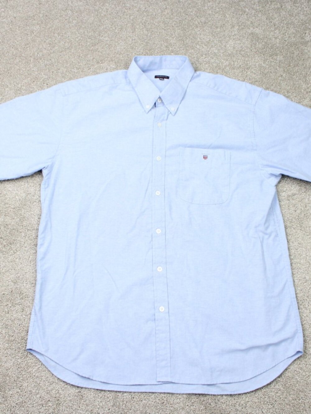 GANT Shirt Mens 2XL XXL Blue Small Logo 100% Cotton Short Sleeve Casual Preppy